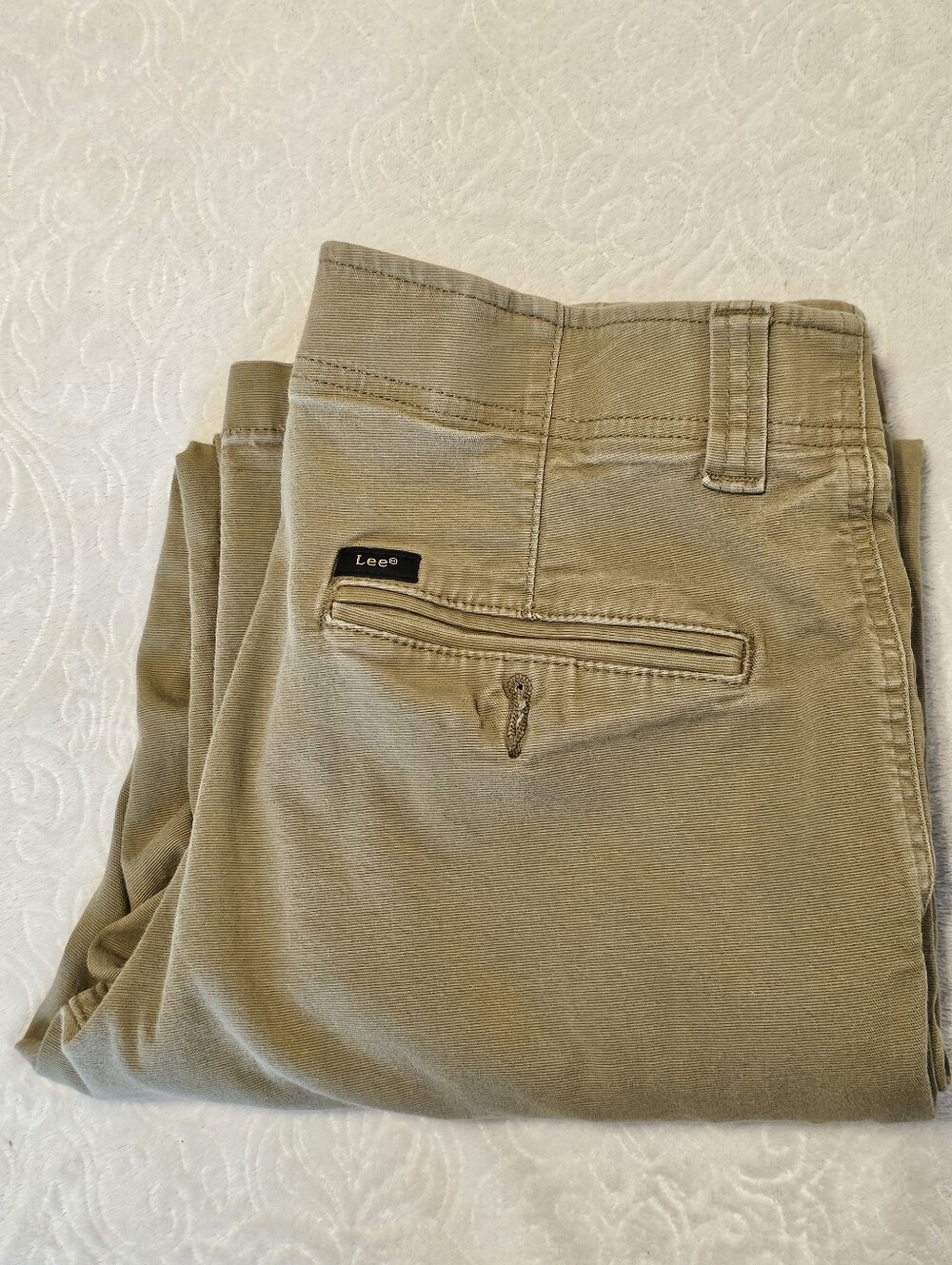 Lee Extreme Motion Mens Khaki Cargo Pants Regular Straight Fit 31x30 Stretch Euc